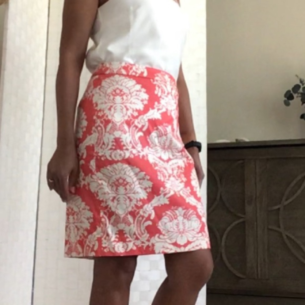 Salmon and cream color skirt. Perfect spring/summer addition to your wardrobe